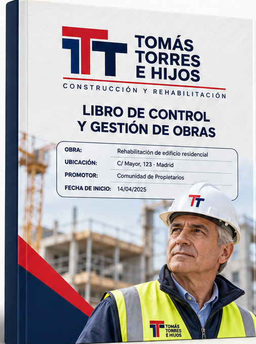 Portada corporativa del Cuaderno de Control y Gestión de Obras para Construcciones Tomás Torres e Hijos